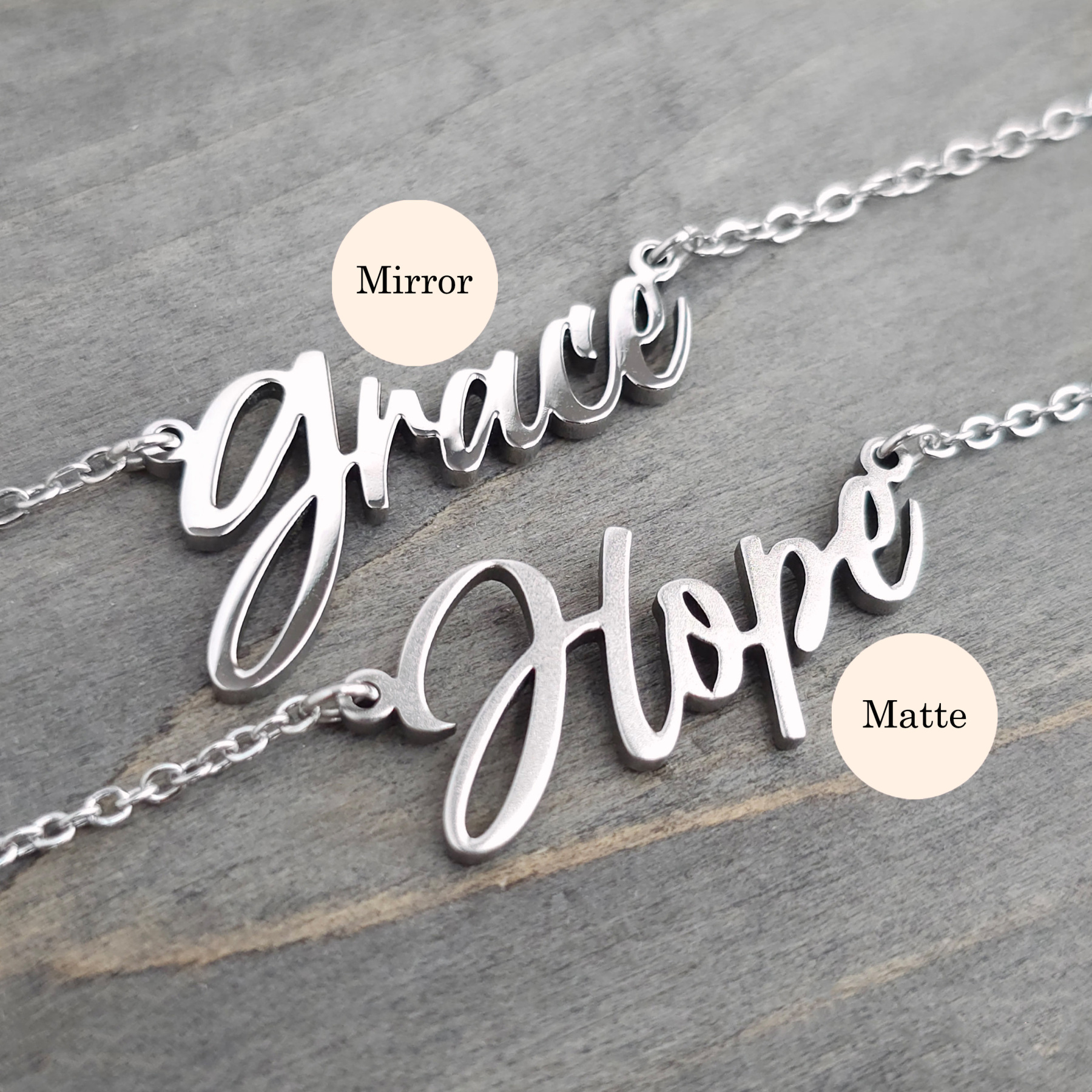 Personalised Name Necklace Custom Engraved Waterproof Tarnish-Resistant 3 Fonts 2 Finishes Perfect Gift for Her