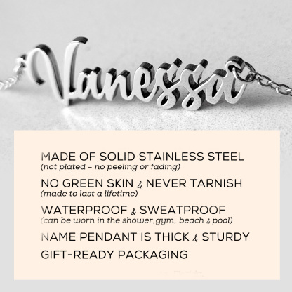 Personalised Name Necklace Custom Engraved Waterproof Tarnish-Resistant 3 Fonts 2 Finishes Perfect Gift for Her