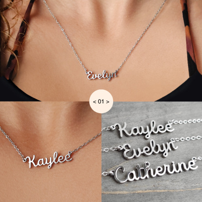 Personalised Name Necklace Custom Engraved Waterproof Tarnish-Resistant 3 Fonts 2 Finishes Perfect Gift for Her