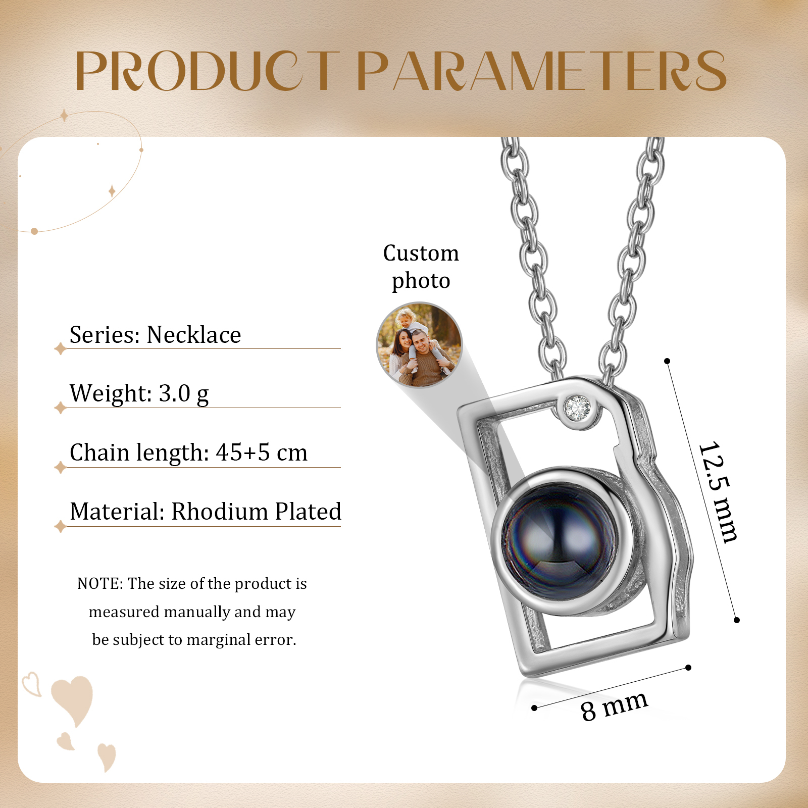 Camera Shape Pendant Personalised Photo Projection Necklace Unique Gift for Her