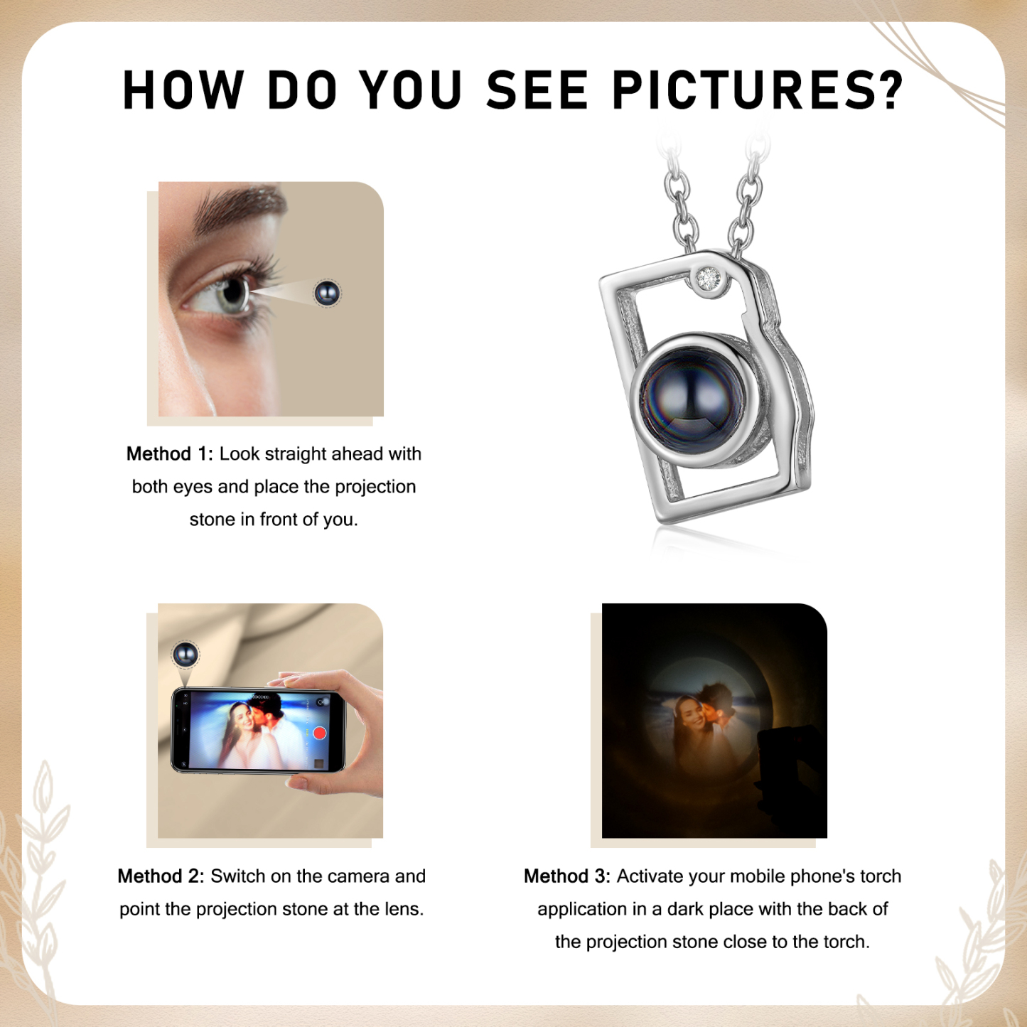 Camera Shape Pendant Personalised Photo Projection Necklace Unique Gift for Her