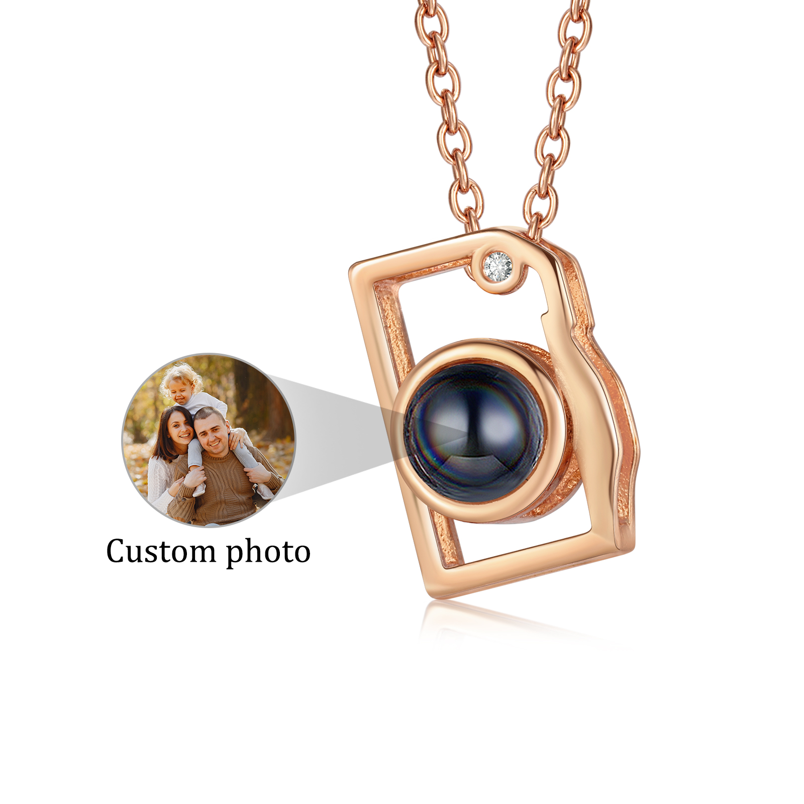 Camera Shape Pendant Personalised Photo Projection Necklace Unique Gift for Her