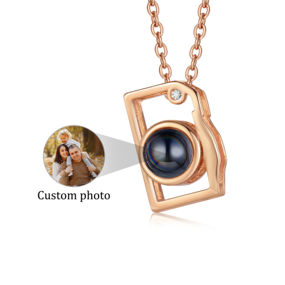 Camera Shape Pendant Personalised Photo Projection Necklace Unique Gift for Her
