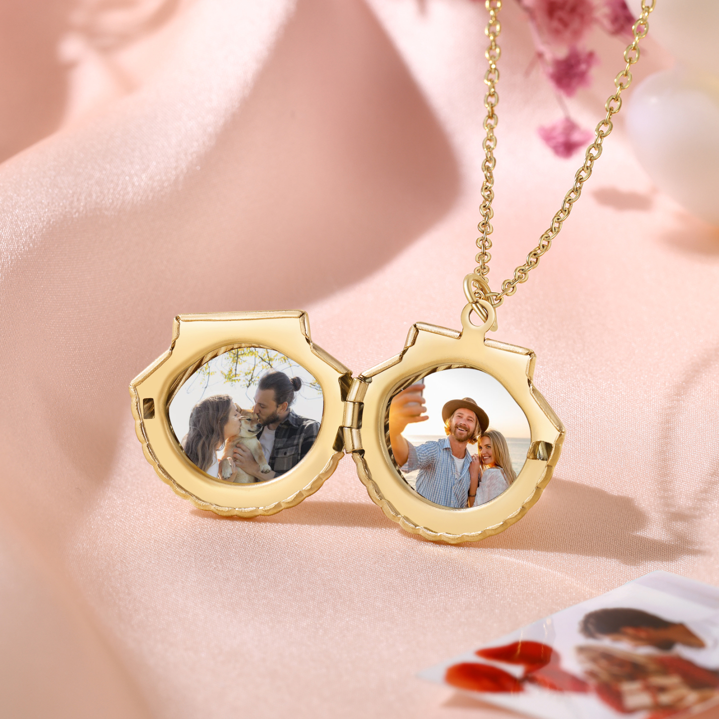 [Copy]Personalised Hidden Photo Locket Necklace Envelope Style Photo Necklace for Her