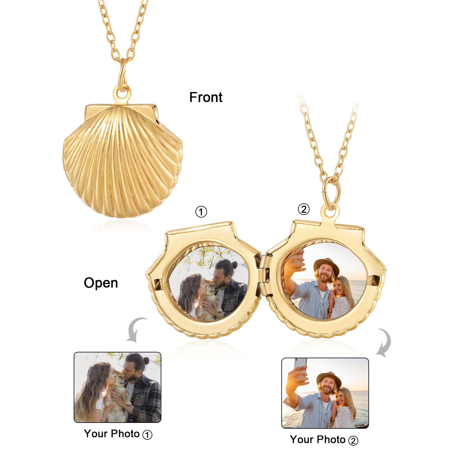 [Copy]Personalised Hidden Photo Locket Necklace Envelope Style Photo Necklace for Her