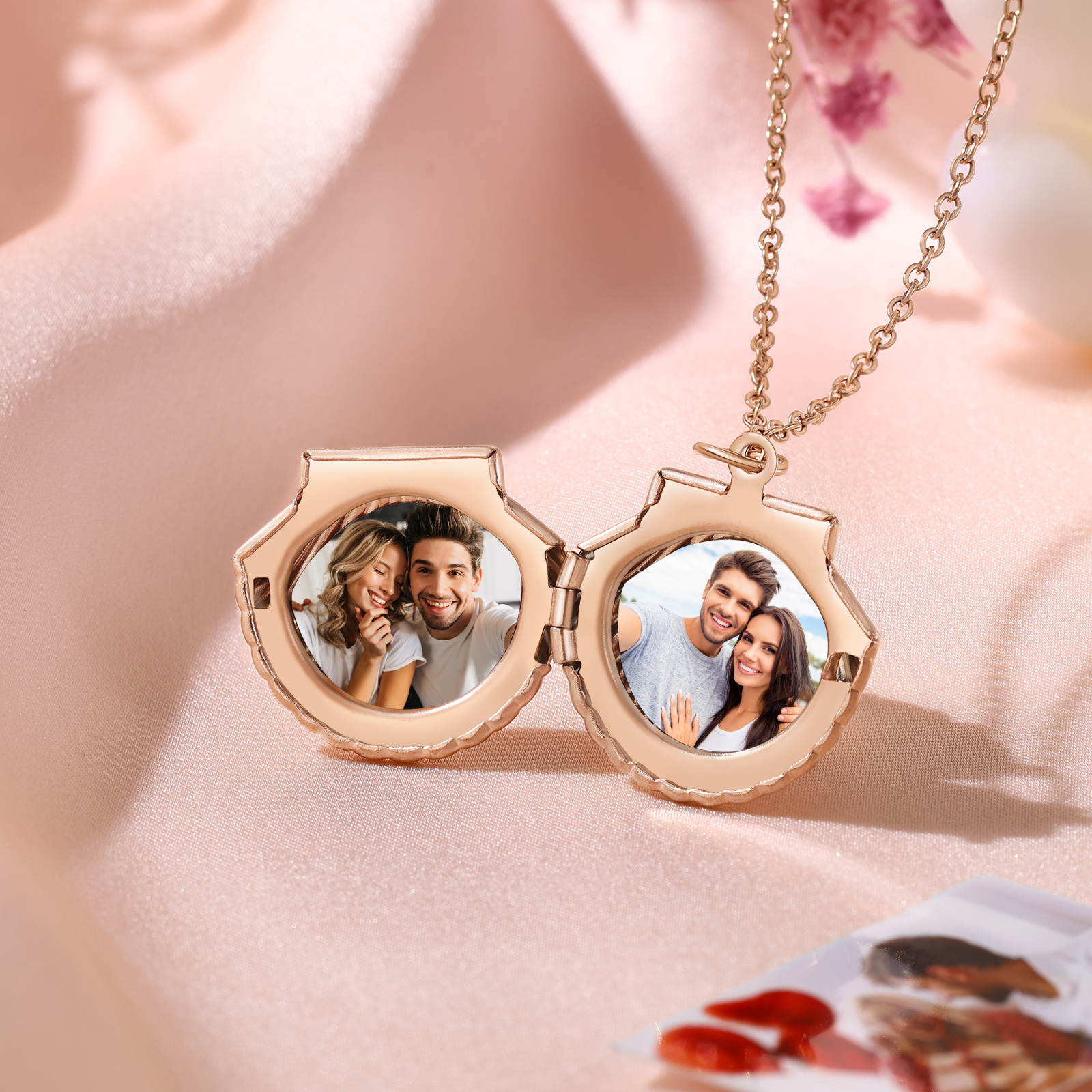 [Copy]Personalised Hidden Photo Locket Necklace Envelope Style Photo Necklace for Her
