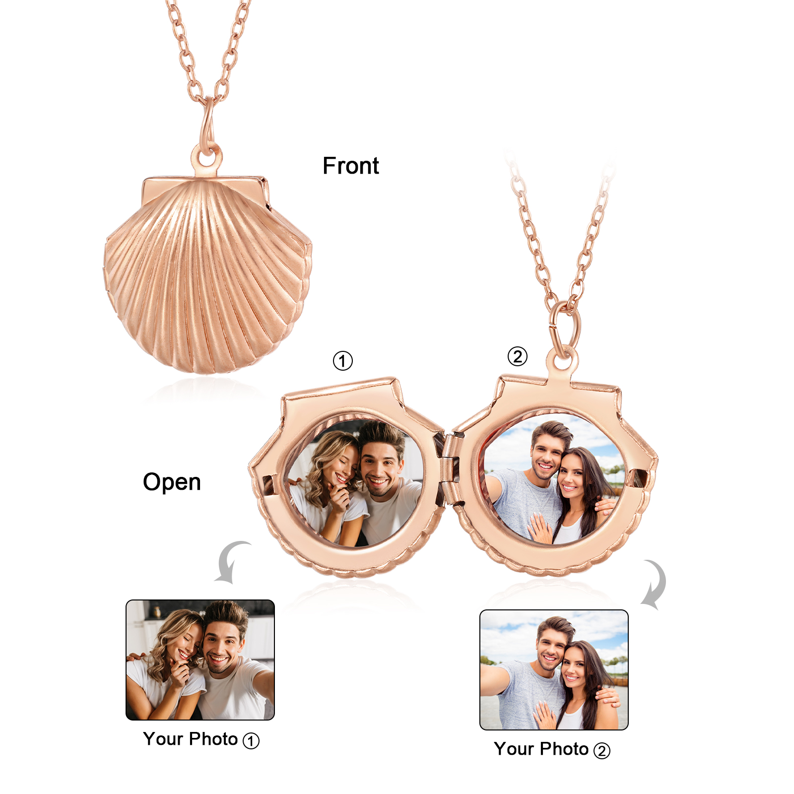 [Copy]Personalised Hidden Photo Locket Necklace Envelope Style Photo Necklace for Her