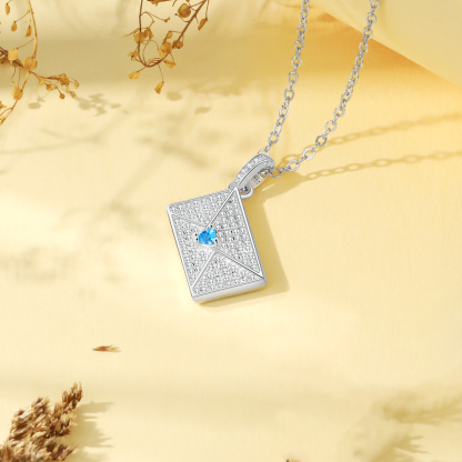 Personalised Necklace with Photo Envelope Pendant in Silver Gold Black or Rose Gold Gift for Her