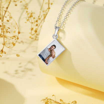 Personalised Necklace with Photo Envelope Pendant in Silver Gold Black or Rose Gold Gift for Her
