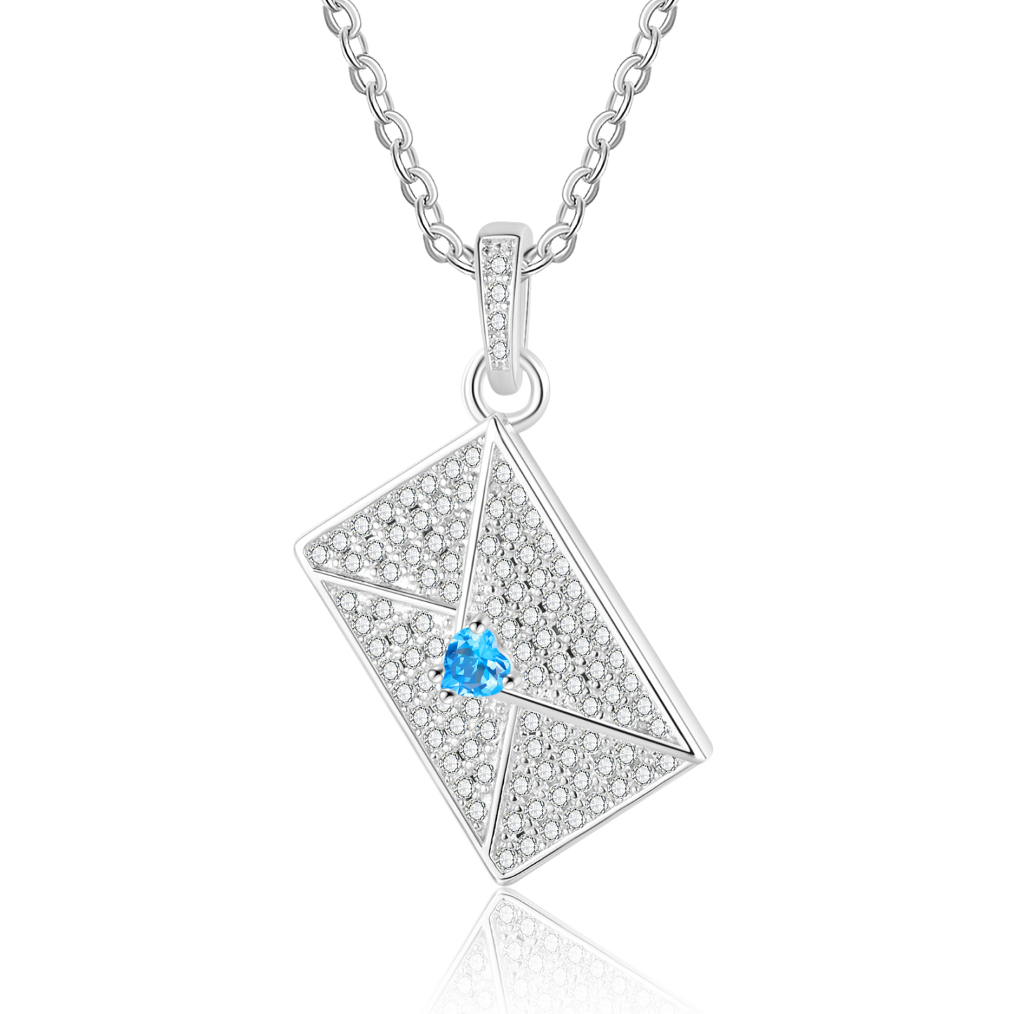 Personalised Necklace with Photo Envelope Pendant in Silver Gold Black or Rose Gold Gift for Her