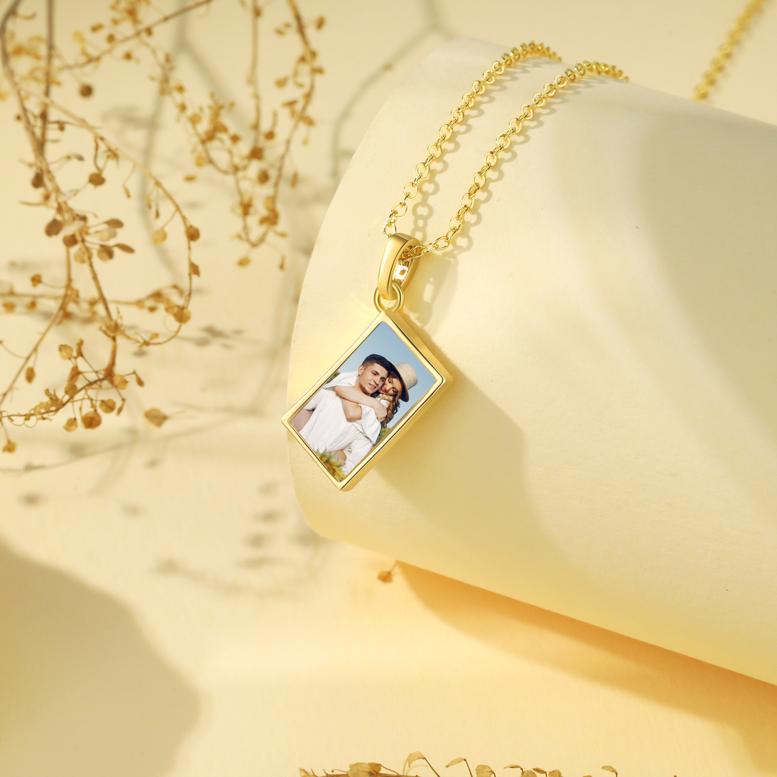 Personalised Necklace with Photo Envelope Pendant in Silver Gold Black or Rose Gold Gift for Her