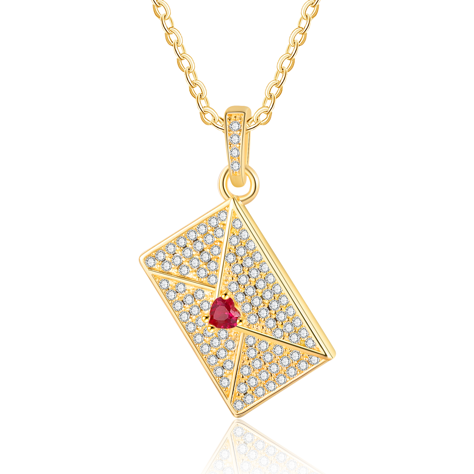 Personalised Necklace with Photo Envelope Pendant in Silver Gold Black or Rose Gold Gift for Her