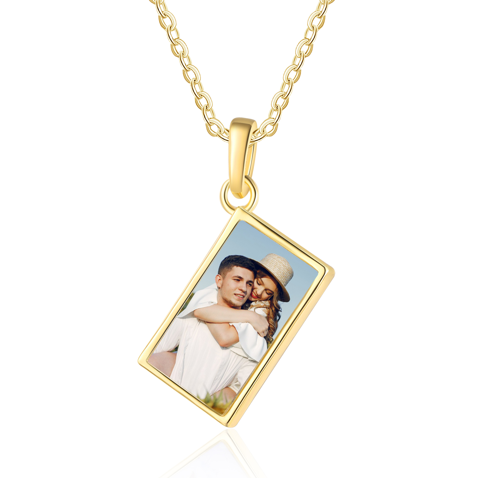 Personalised Necklace with Photo Envelope Pendant in Silver Gold Black or Rose Gold Gift for Her