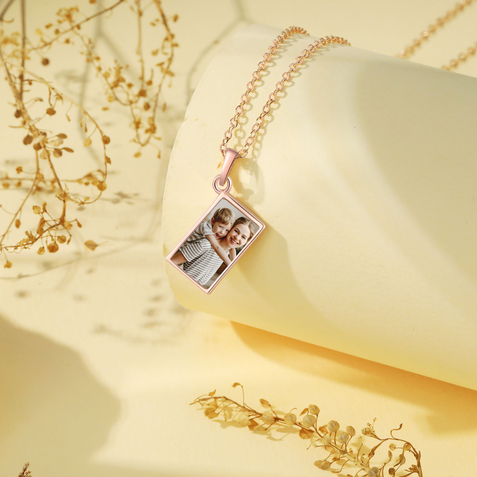 Personalised Necklace with Photo Envelope Pendant in Silver Gold Black or Rose Gold Gift for Her