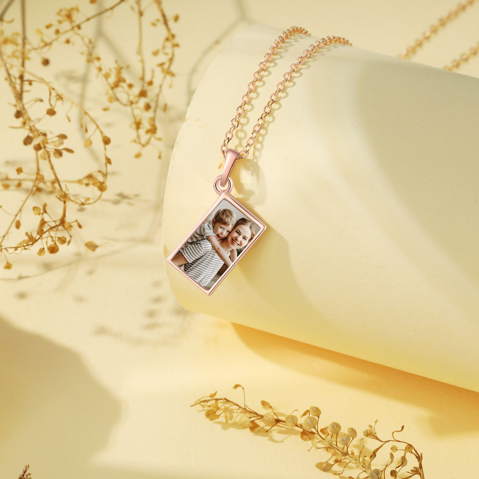 Personalised Necklace with Photo Envelope Pendant in Silver Gold Black or Rose Gold Gift for Her