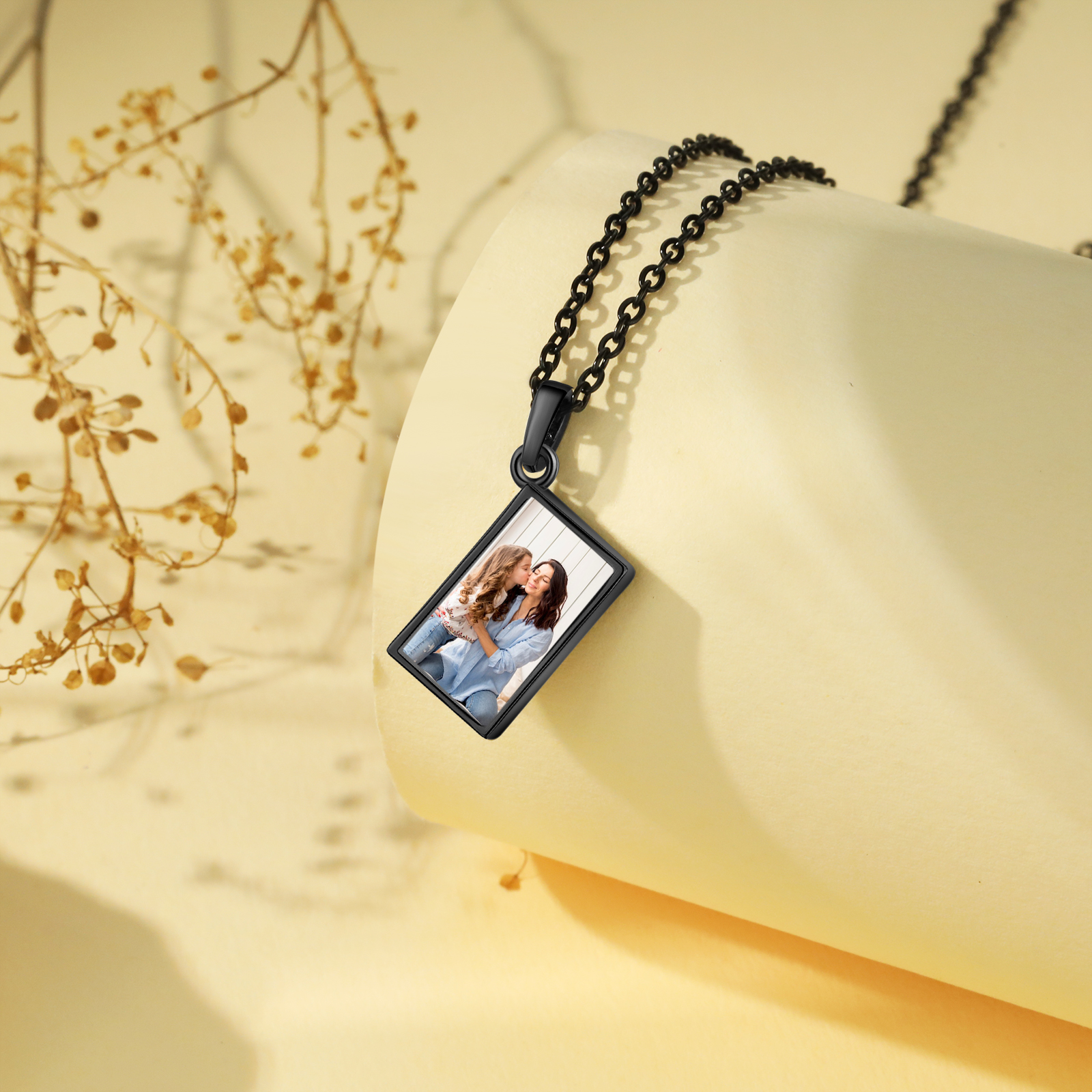 Personalised Necklace with Photo Envelope Pendant in Silver Gold Black or Rose Gold Gift for Her