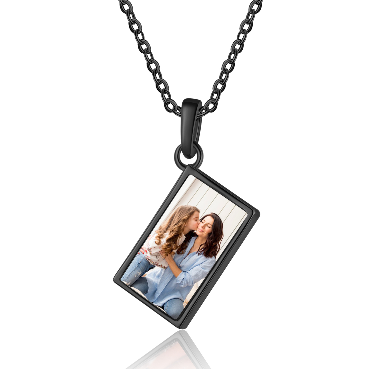Personalised Necklace with Photo Envelope Pendant in Silver Gold Black or Rose Gold Gift for Her