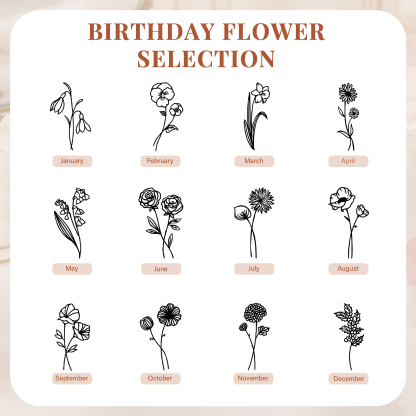 Personalised Jewellery Storage Roll Custom Birthday Flower Design Romantic Gift for Her | Jessemde