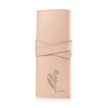 Personalised Jewellery Storage Roll Custom Birthday Flower Design Romantic Gift for Her | Jessemde