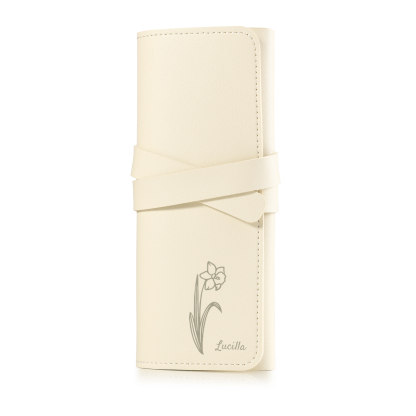 Personalised Jewellery Storage Roll Custom Birthday Flower Design Romantic Gift for Her | Jessemde