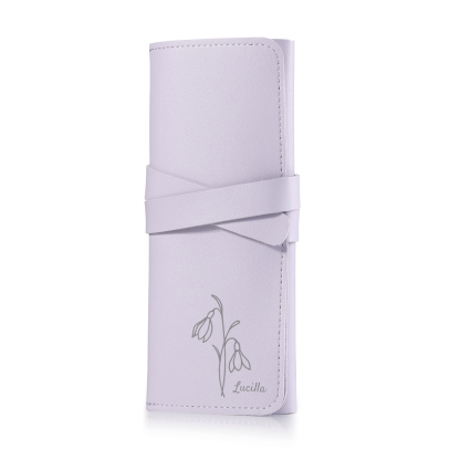 Personalised Jewellery Storage Roll Custom Birthday Flower Design Romantic Gift for Her | Jessemde