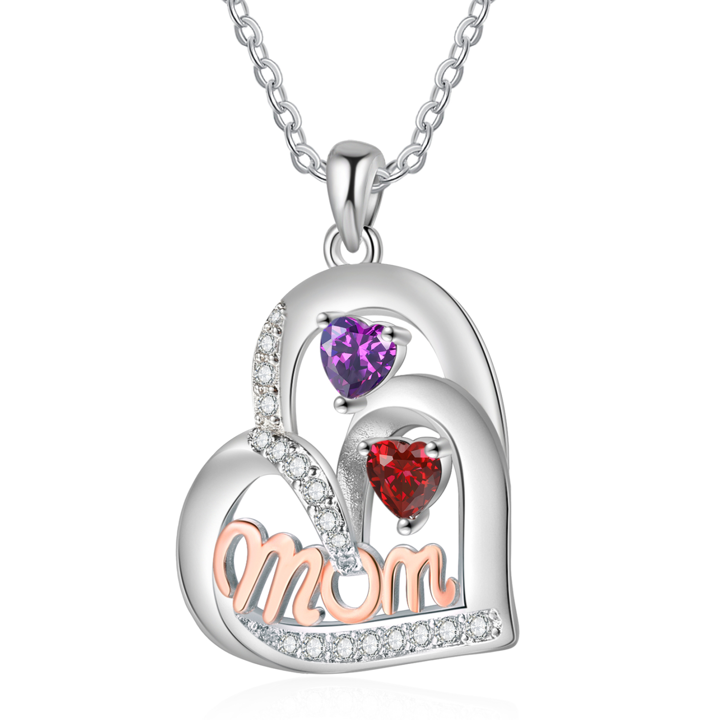 To my Mum/Mom-Personalised Heart Necklace with 1 Name & Birthstone Custom Gift for Mothers' Day | Jessemade