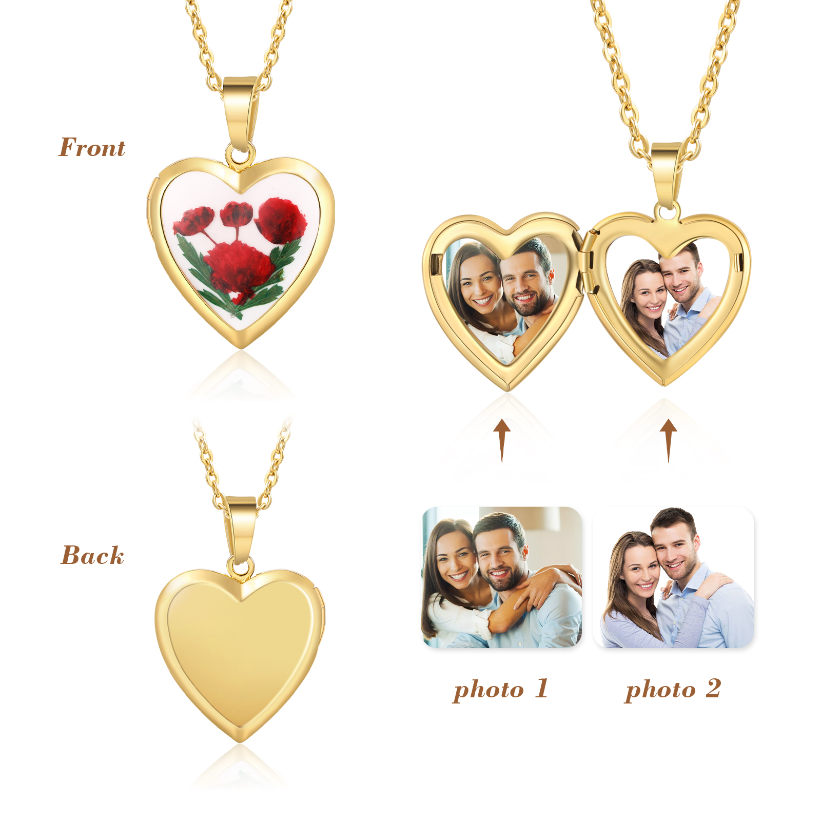 Personalised Locket Necklace Forget Me Not Pressed Flower Necklace Cus