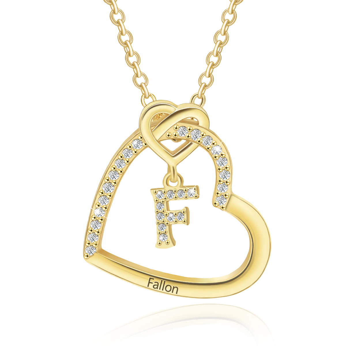 Personalised Letter Necklace 2 Hearts Custom Name & Letter Pendant Gift for Her | Jessemade