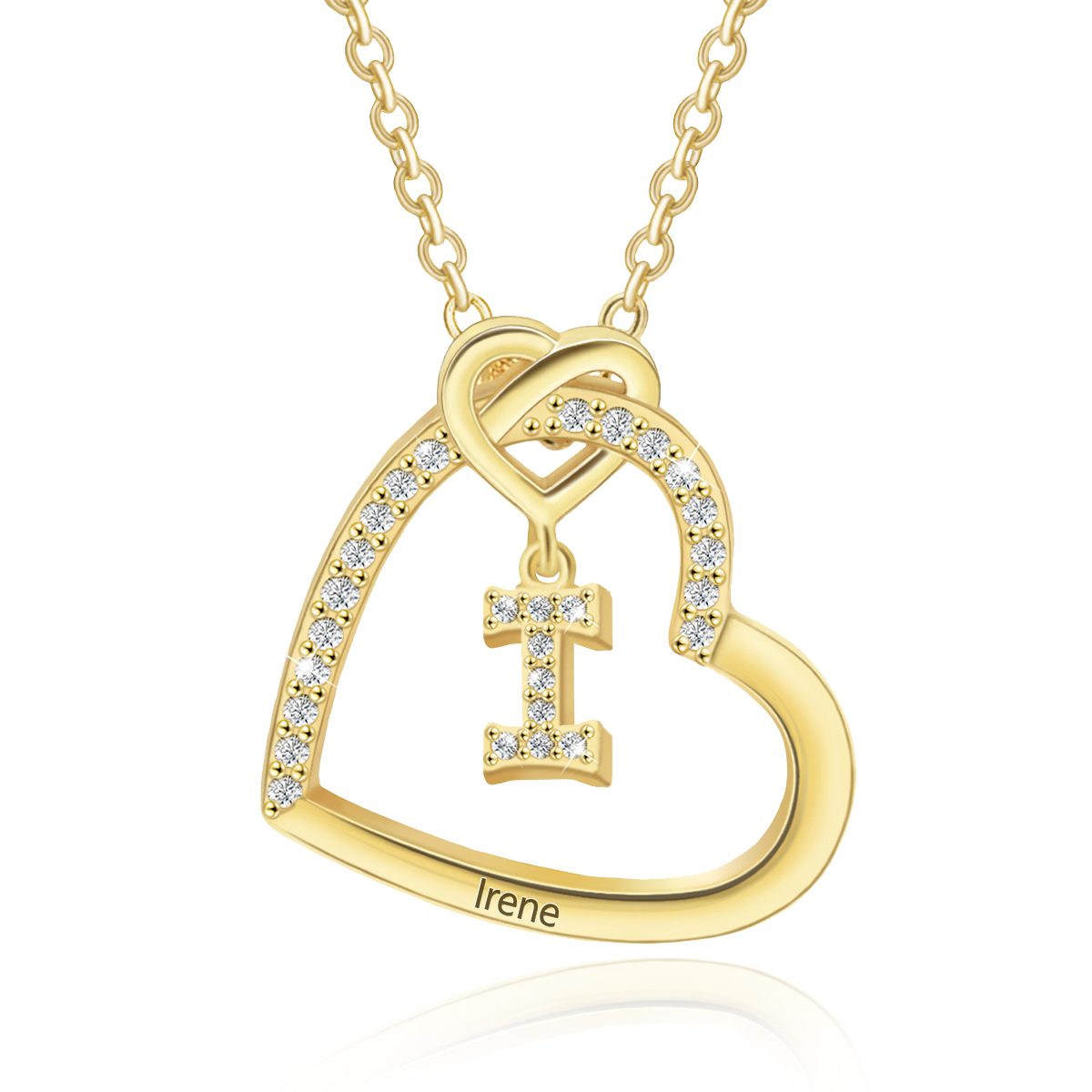 Personalised Letter Necklace 2 Hearts Custom Name & Letter Pendant Gift for Her | Jessemade