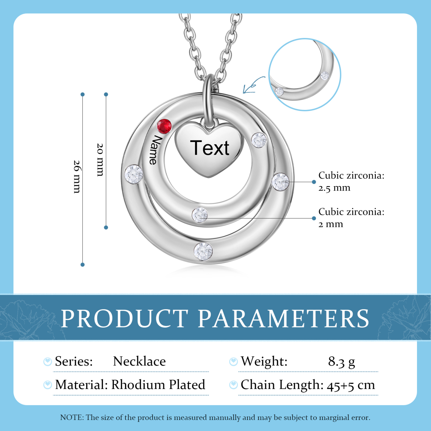 Personalised Necklace Custom 1 Birthstone and Name Jewelry Ideal Mothers' Day Gift | Jessemade