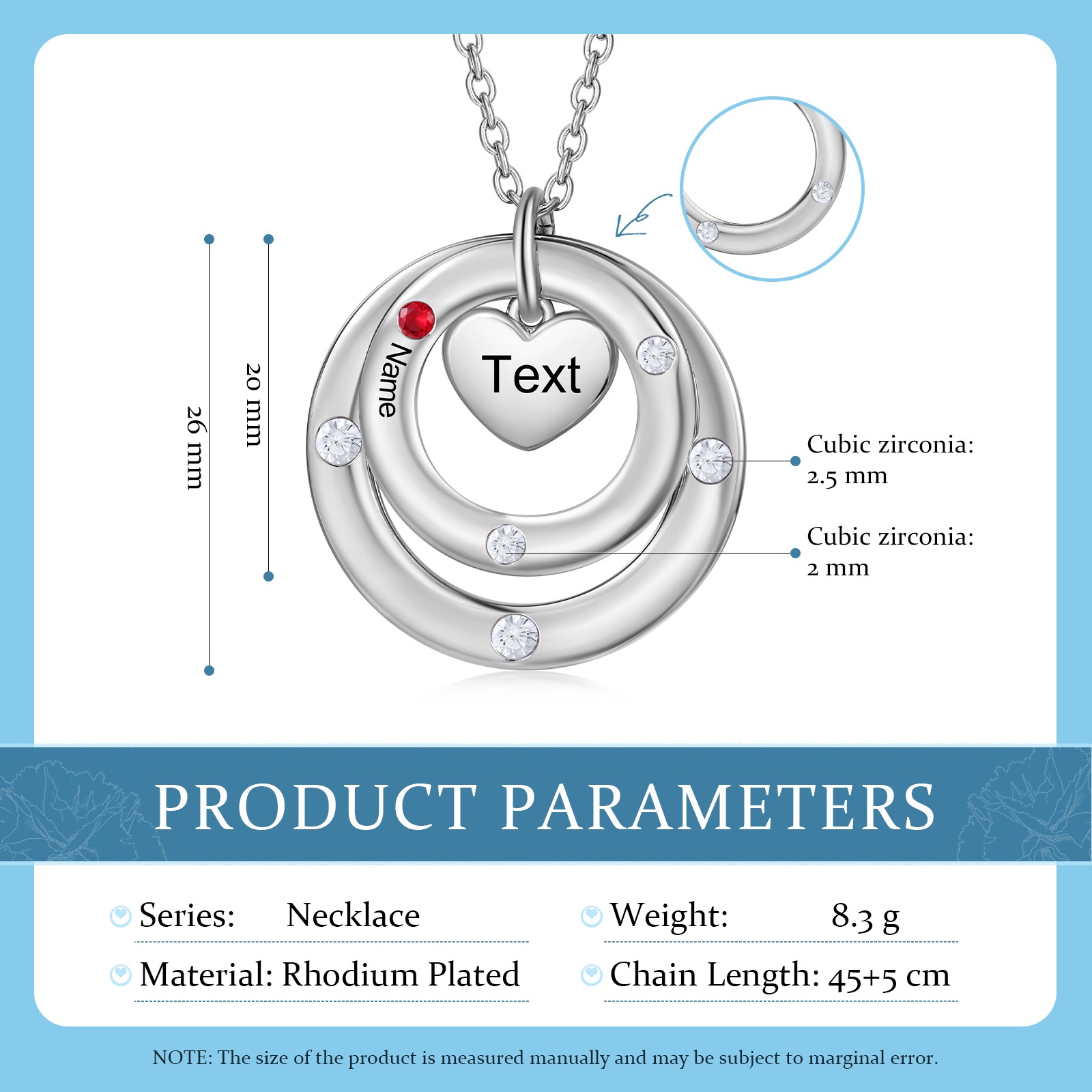 Personalised Necklace Custom 1 Birthstone and Name Jewelry Ideal Mothers' Day Gift | Jessemade