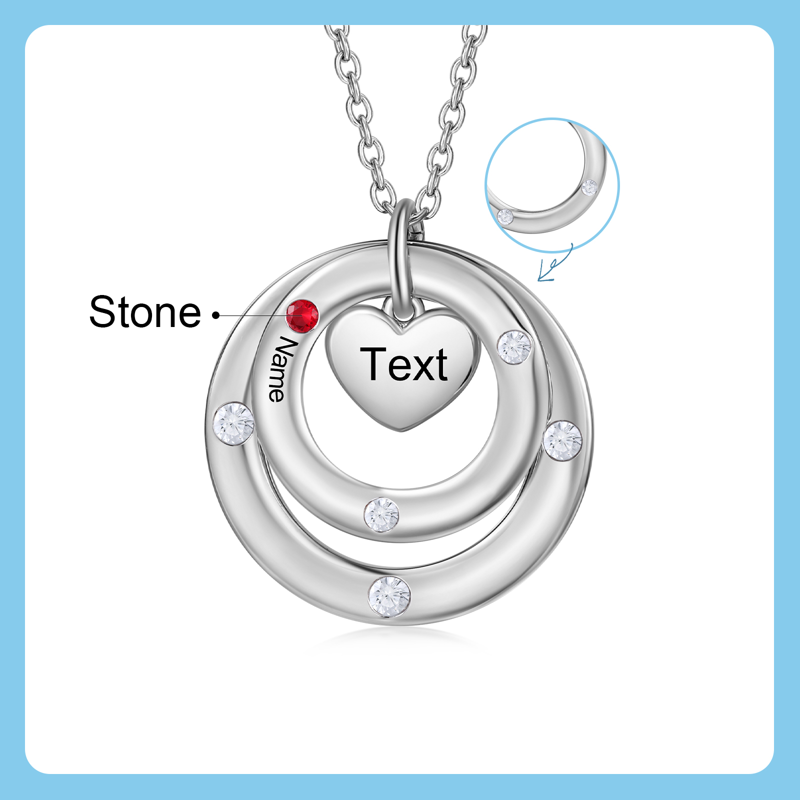 Personalised Necklace Custom 1 Birthstone and Name Jewelry Ideal Mothers' Day Gift | Jessemade