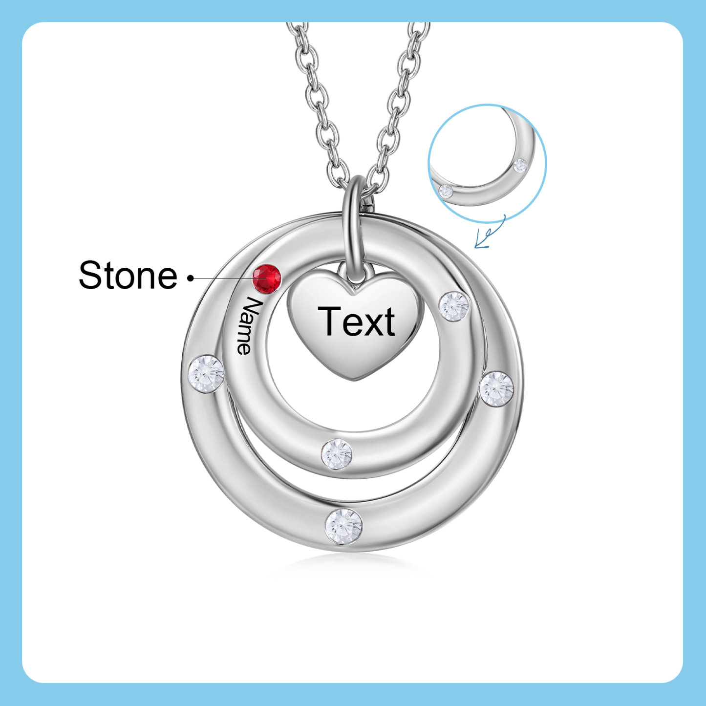 Personalised Necklace Custom 1 Birthstone and Name Jewelry Ideal Mothers' Day Gift | Jessemade