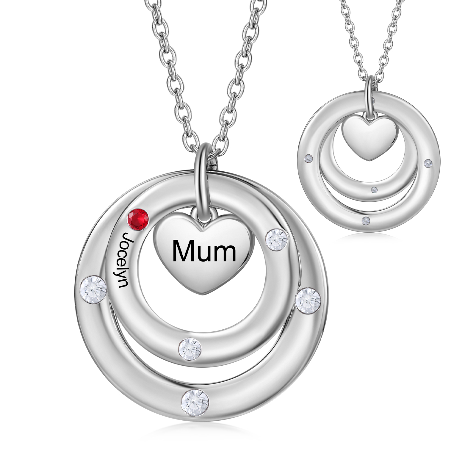 Personalised Necklace Custom 1 Birthstone and Name Jewelry Ideal Mothers' Day Gift | Jessemade