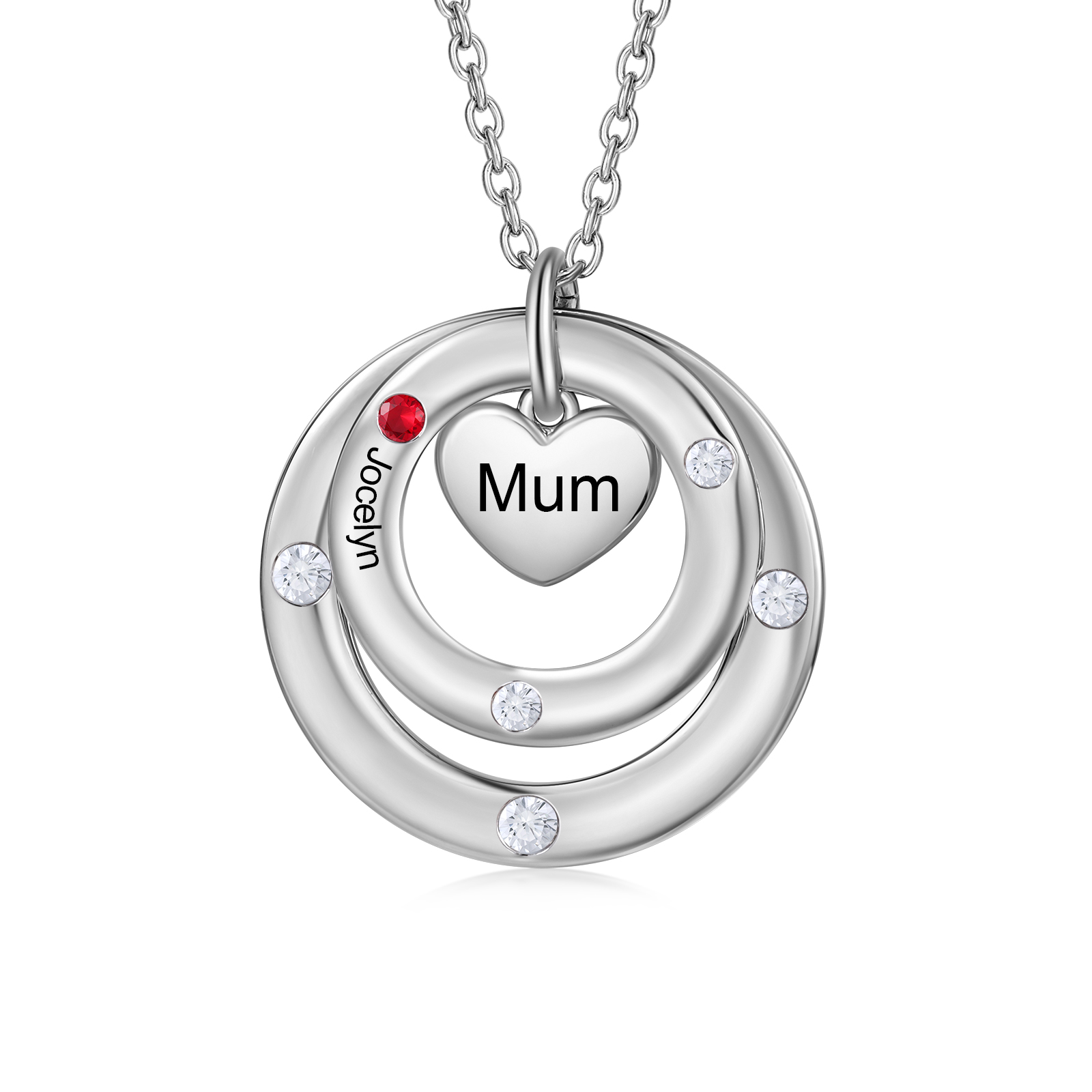 Personalised Necklace Custom 1 Birthstone and Name Jewelry Ideal Mothers' Day Gift | Jessemade