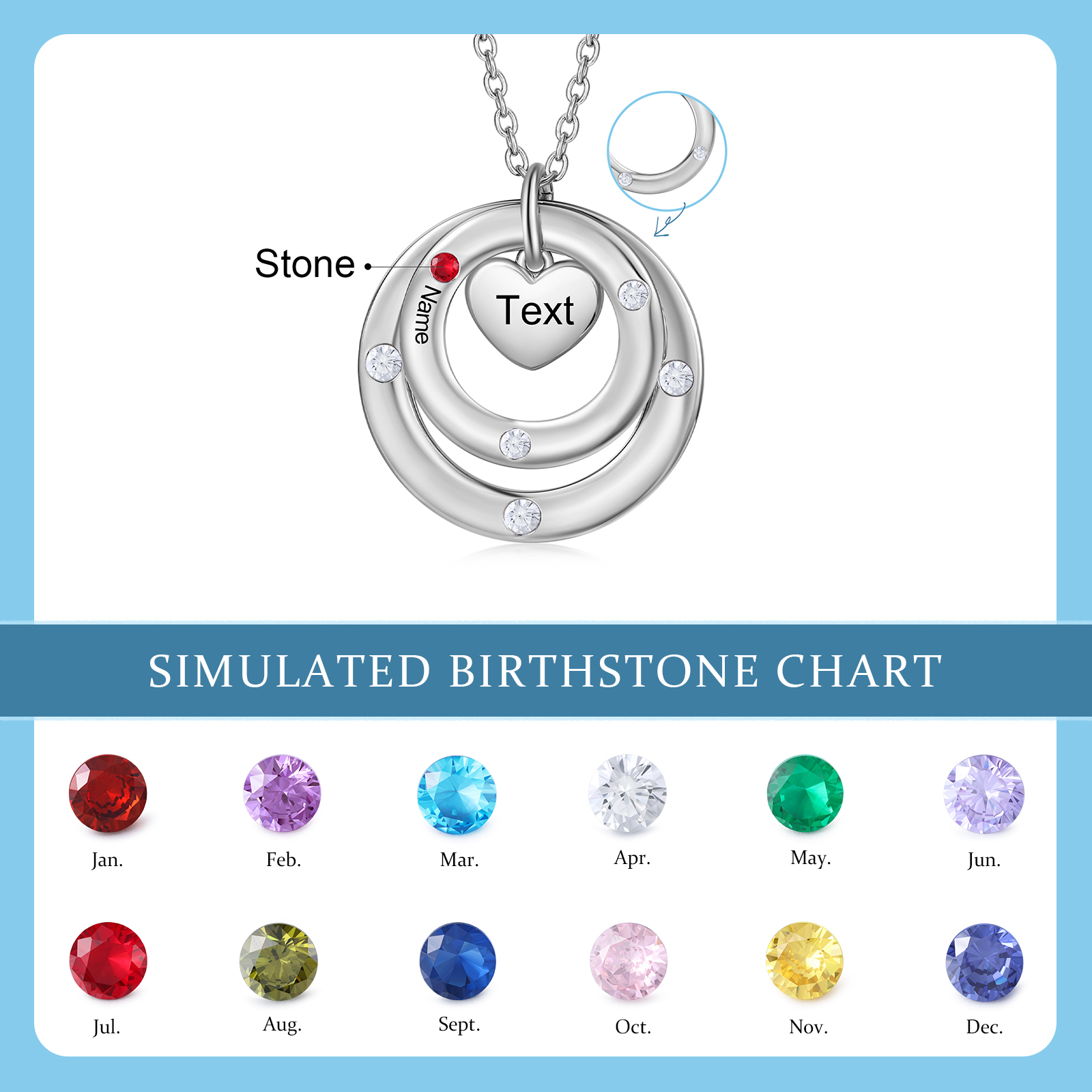 Personalised Necklace Custom 1 Birthstone and Name Jewelry Ideal Mothers' Day Gift | Jessemade