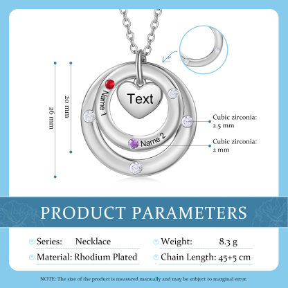 Personalised Necklace Custom 2 Birthstones and Names Jewelry Ideal Mothers' Day Gift | Jessemade