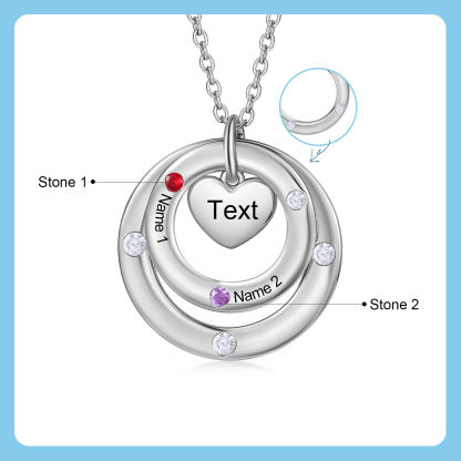 Personalised Necklace Custom 2 Birthstones and Names Jewelry Ideal Mothers' Day Gift | Jessemade