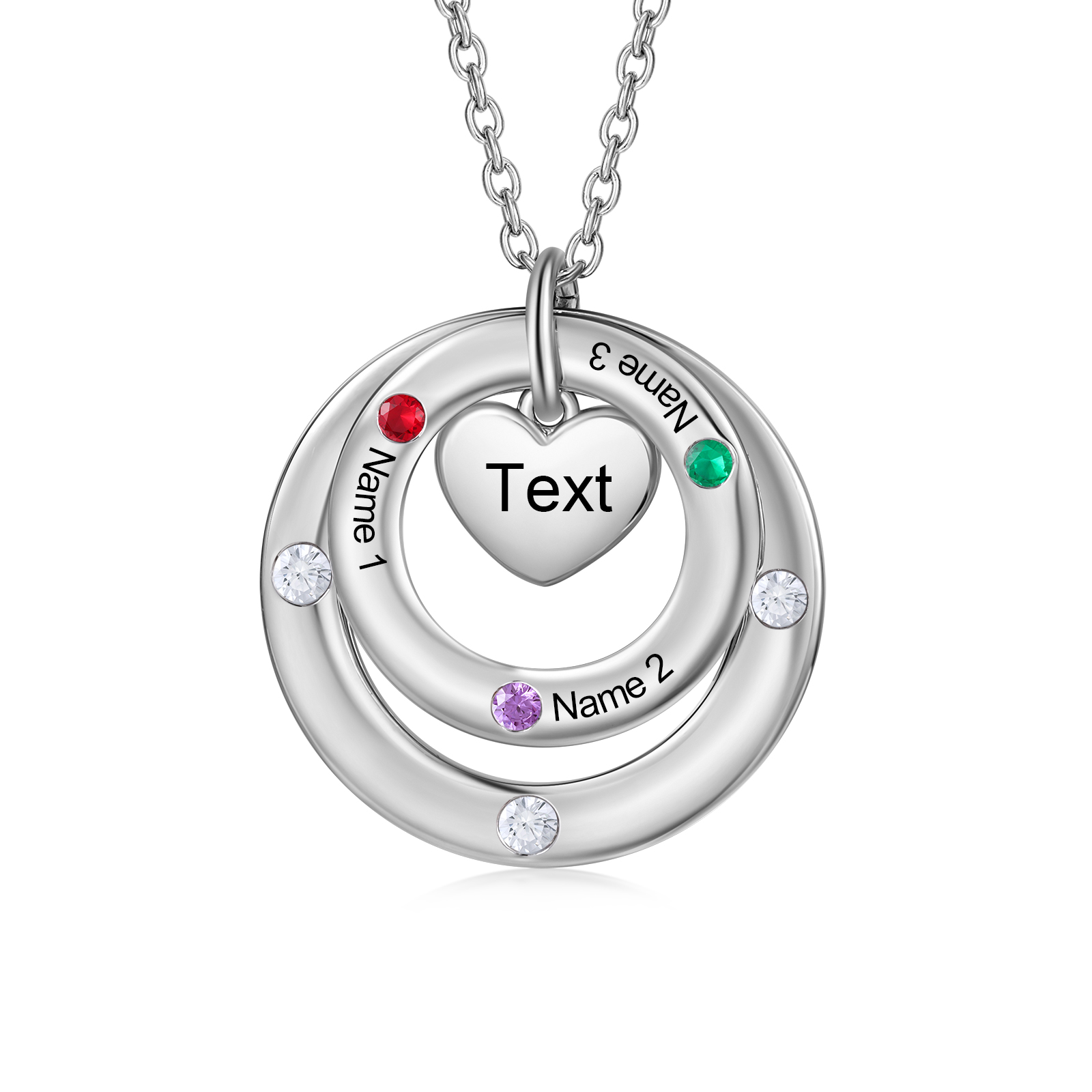 Personalised Necklace Custom 3 Birthstones and Names Jewelry Ideal Mothers' Day Gift | Jessemade