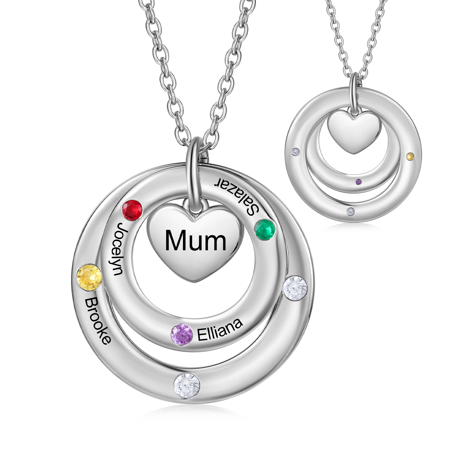 Personalised Necklace Custom 4 Birthstones and Names Jewelry Ideal Mothers' Day Gift | Jessemade