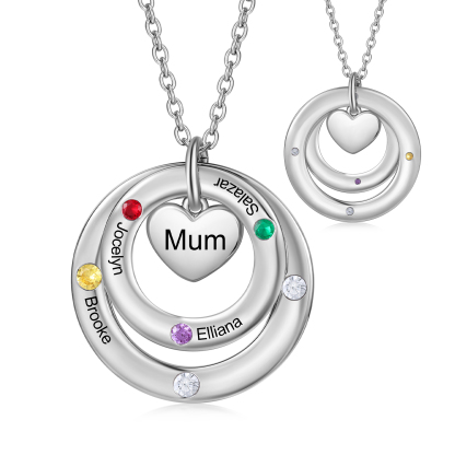 Personalised Necklace Custom 4 Birthstones and Names Jewelry Ideal Mothers' Day Gift | Jessemade