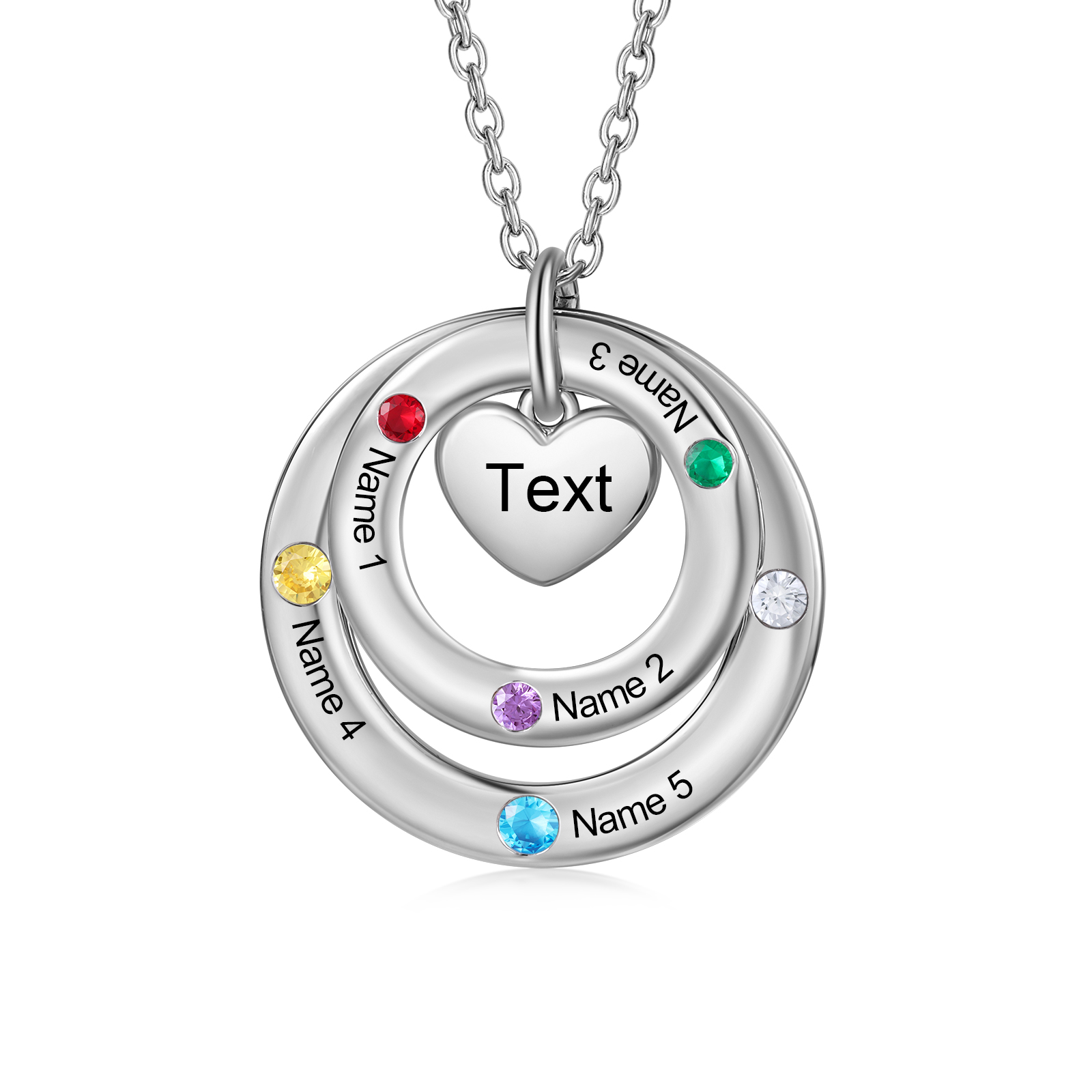 Personalised Necklace Custom 5 Birthstones and Names Jewelry Ideal Mothers' Day Gift | Jessemade