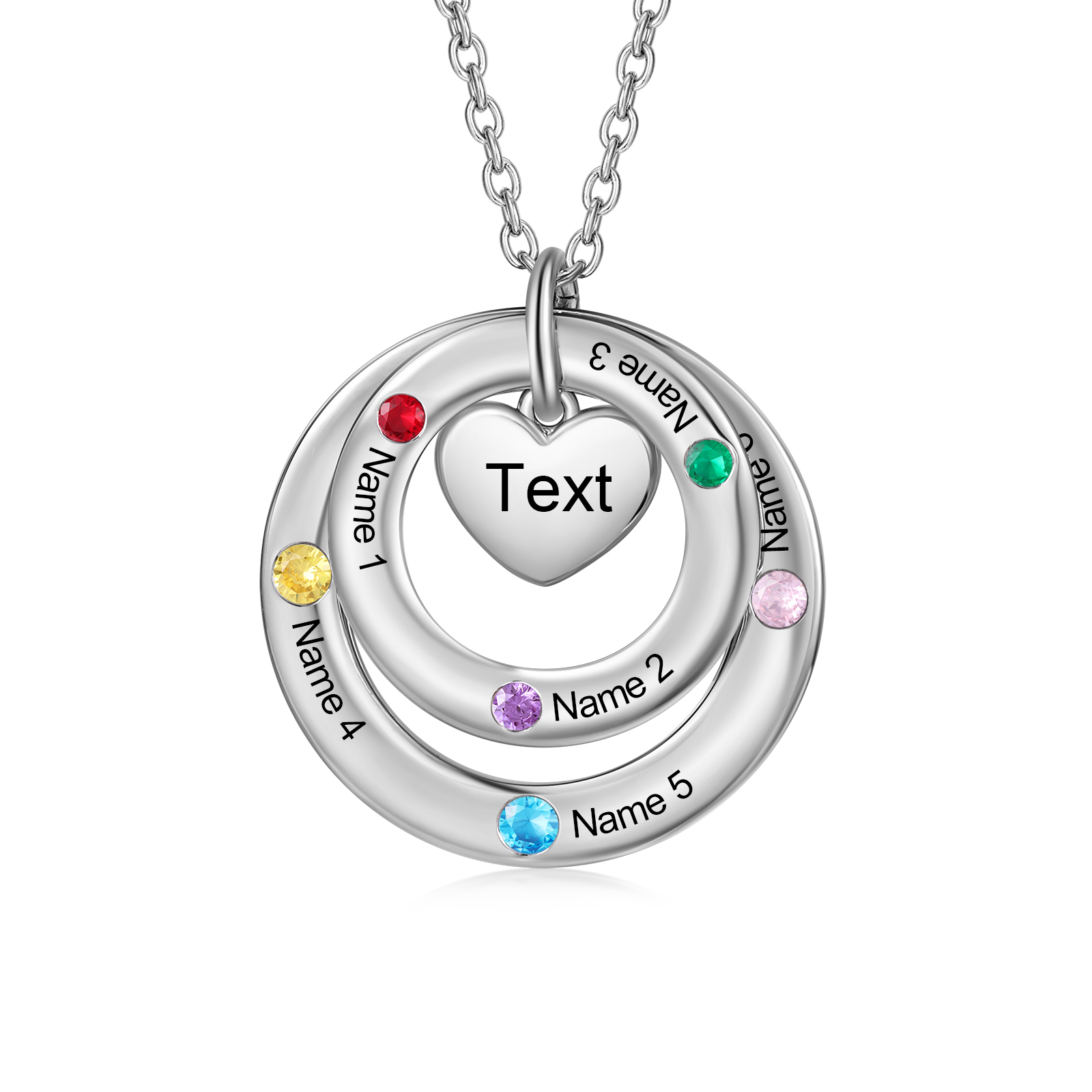 Personalised Necklace Custom 6 Birthstones and Names Jewelry Ideal Mothers' Day Gift | Jessemade