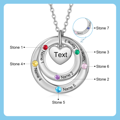 Personalised Necklace Custom 7 Birthstones and Names Jewelry Ideal Mothers' Day Gift | Jessemade