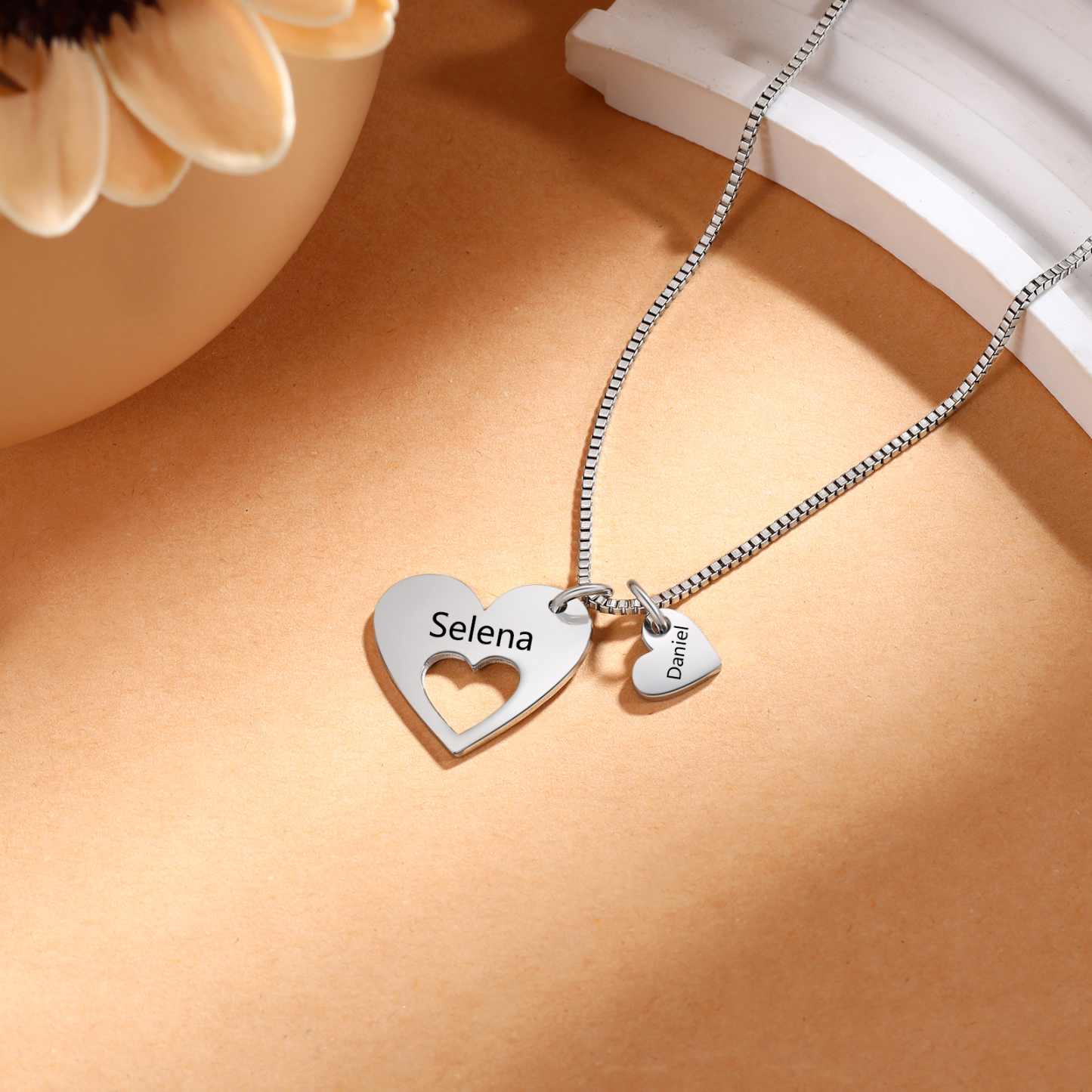 Personalised Necklace Heart Pendant Custom 2-5 Names Jewelry for Mothers' Day Gift | Jessemade