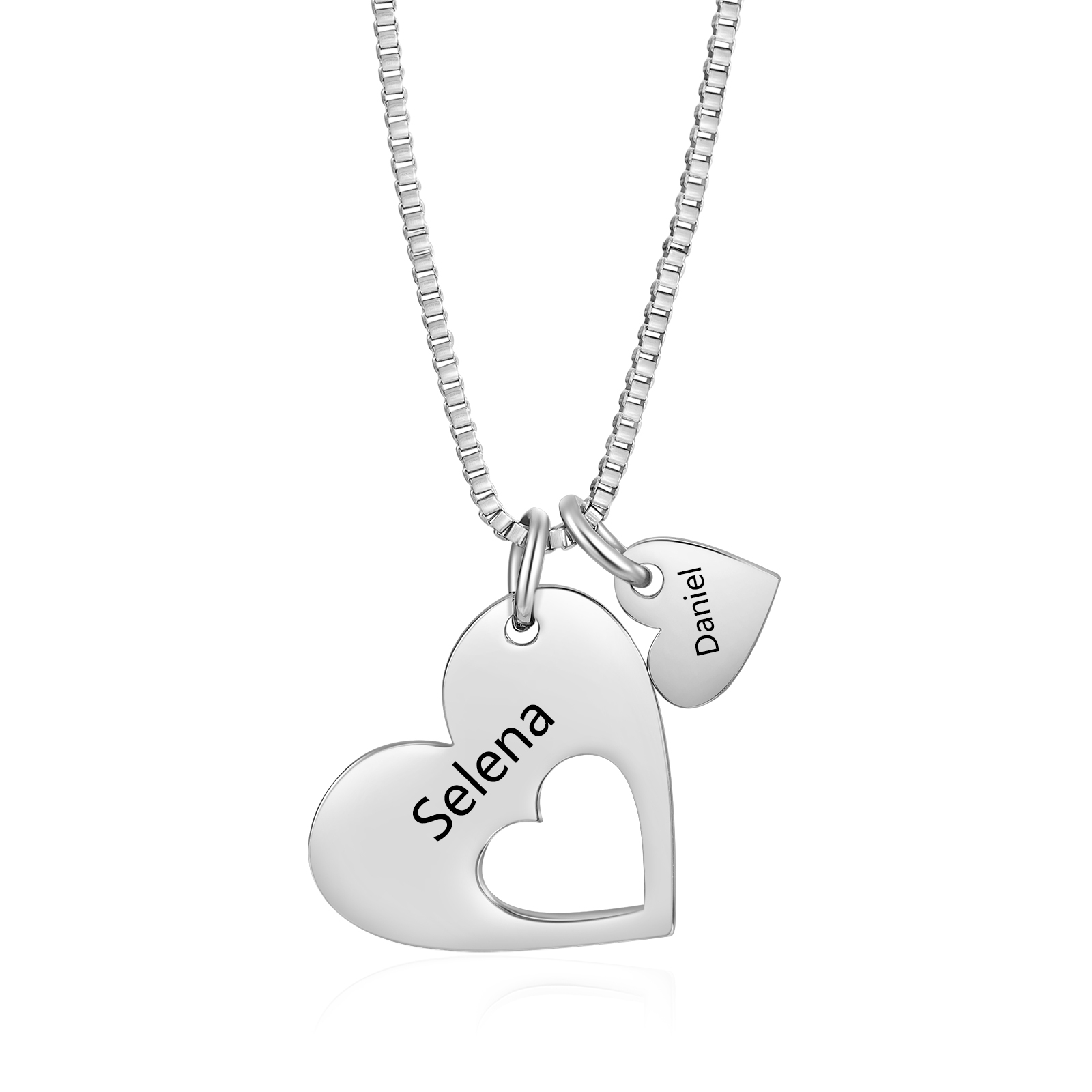 Personalised Necklace Heart Pendant Custom 2-5 Names Jewelry for Mothers' Day Gift | Jessemade