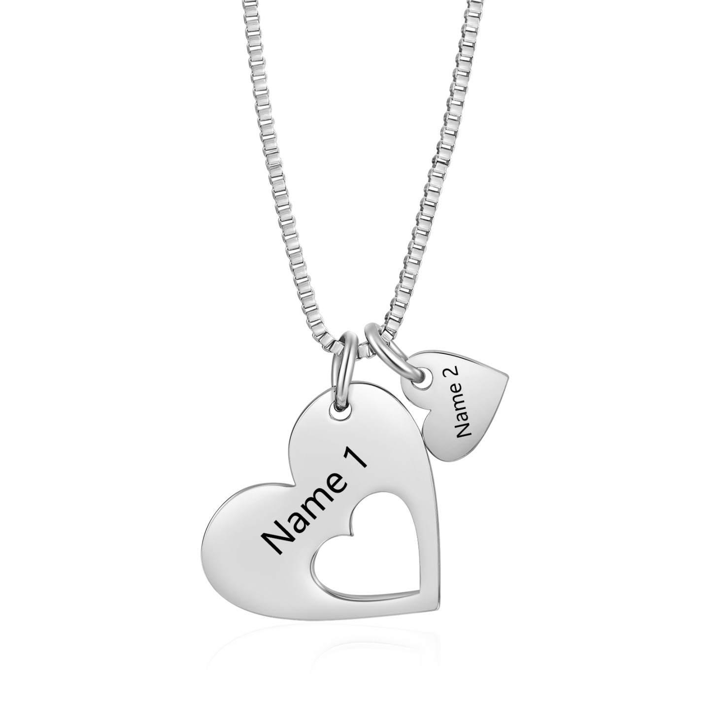 Personalised Necklace Heart Pendant Custom 2-5 Names Jewelry for Mothers' Day Gift | Jessemade