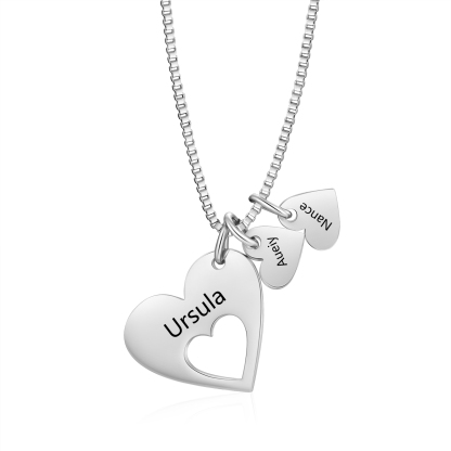 Personalised Necklace Heart Pendant Custom 2-5 Names Jewelry for Mothers' Day Gift | Jessemade