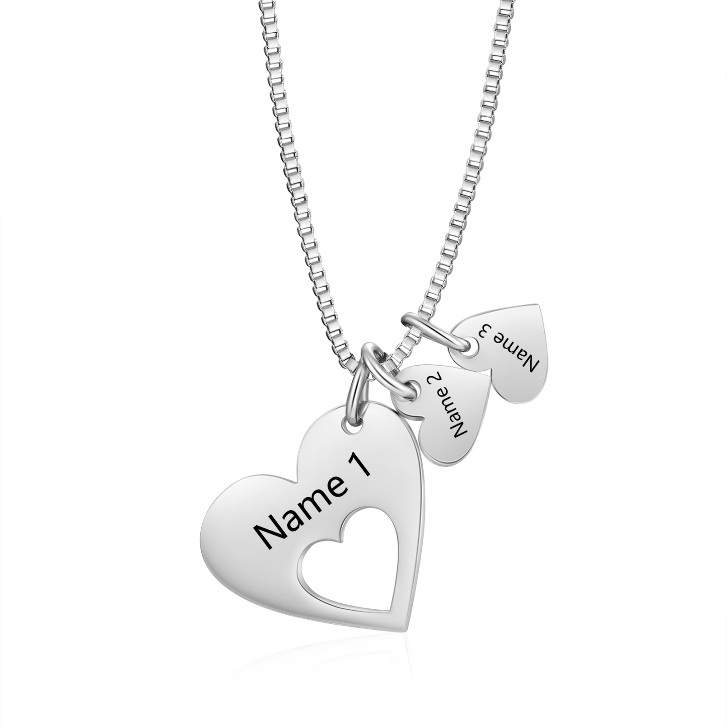Personalised Necklace Heart Pendant Custom 2-5 Names Jewelry for Mothers' Day Gift | Jessemade