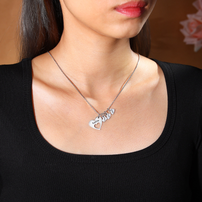 Personalised Necklace Heart Pendant Custom 2-5 Names Jewelry for Mothers' Day Gift | Jessemade